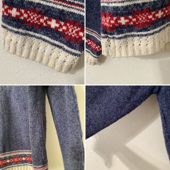 Vintage Retro Fisherman Grandpacore Granny Zip Up Knitted Collared Cardigan L - Picture 7 of 7